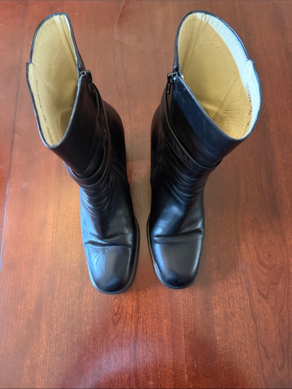 Bally Black Leather Mid-Calf Heeled Boots Size 10 M